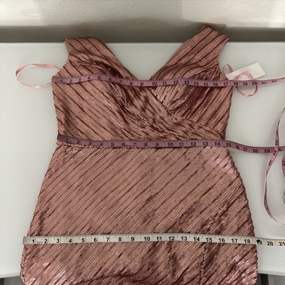 NWT $1395 Rene‎ Ruiz Collection [ 10 ] V-Neck Sequin Column Gown in Pink - Picture 14 of 15